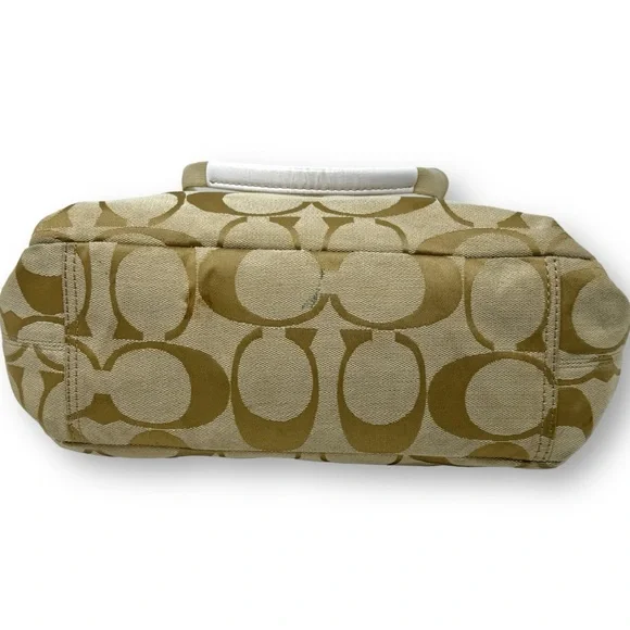 Coach Beige Signature Canvas Tote with Cream Trim - Picture 7 of 10